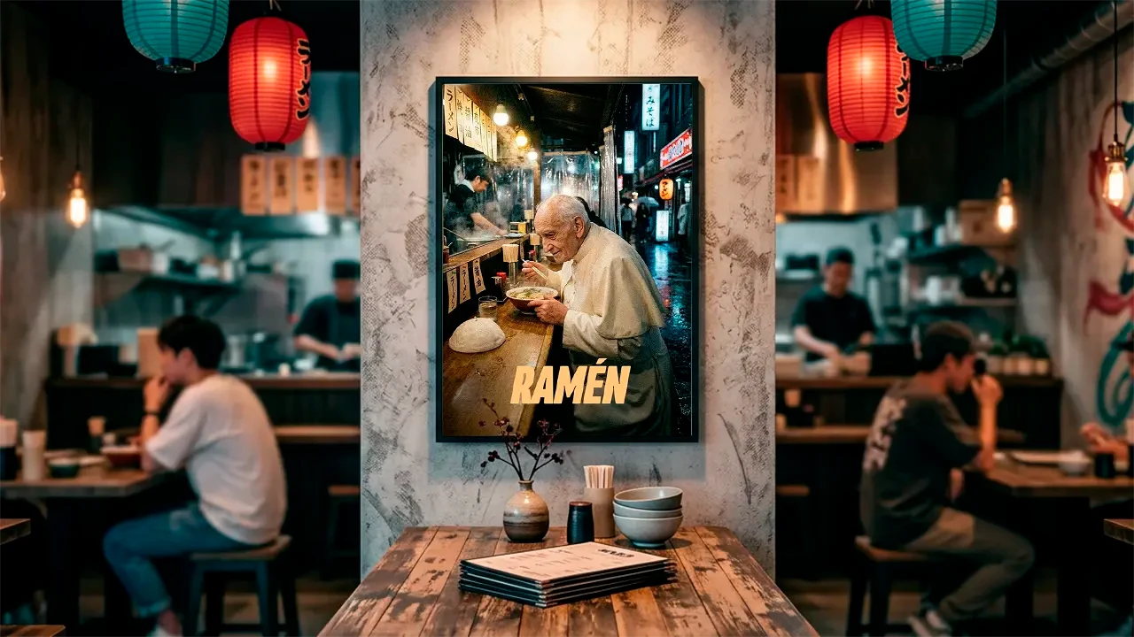 Póster Ramén en un interior